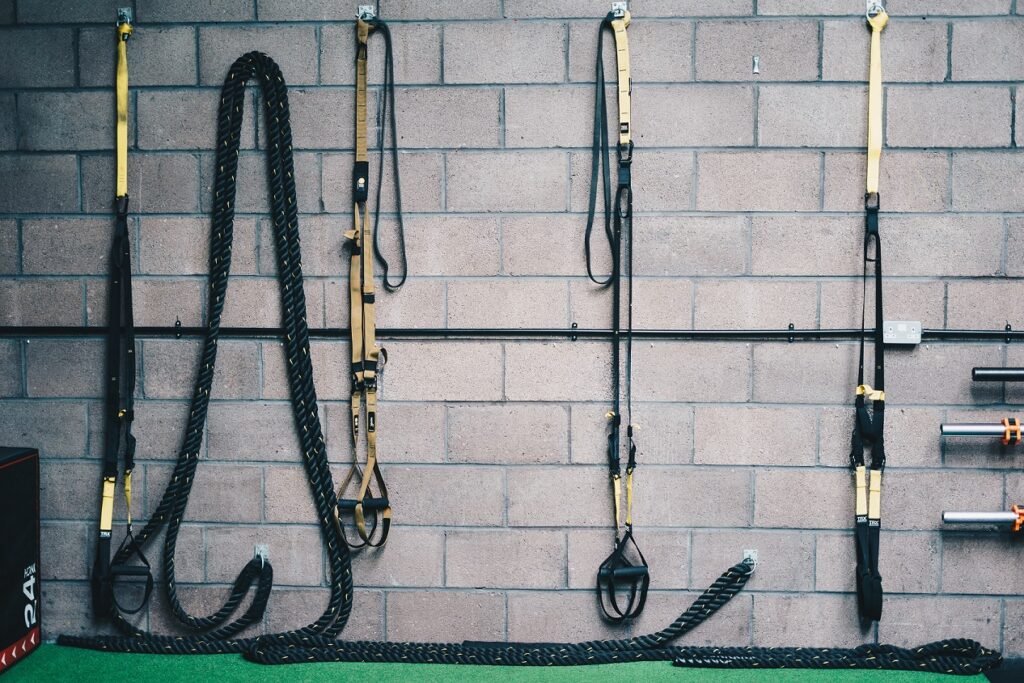 trx bands, rope in a gym